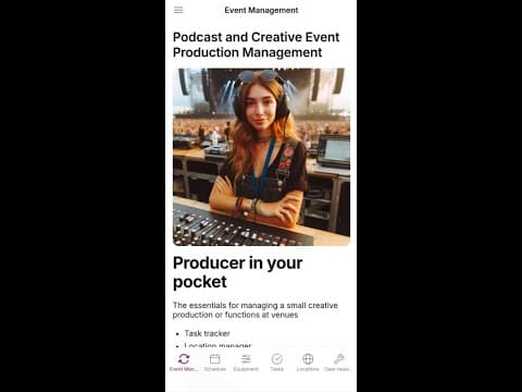 Podcast and Creative Event Production Management App overview